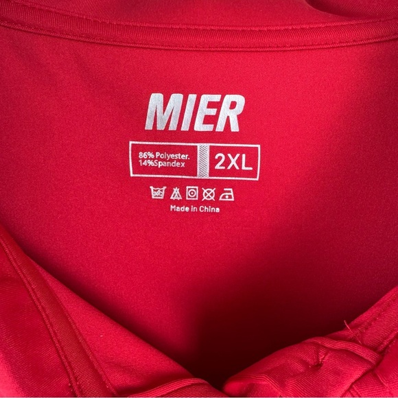 MIER Sports Red Long Sleeve Polo Shirt Size 2XL - Picture 2 of 4